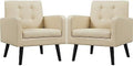Black PU Leather Accent Armchair with Wood Legs 2PCS I586
