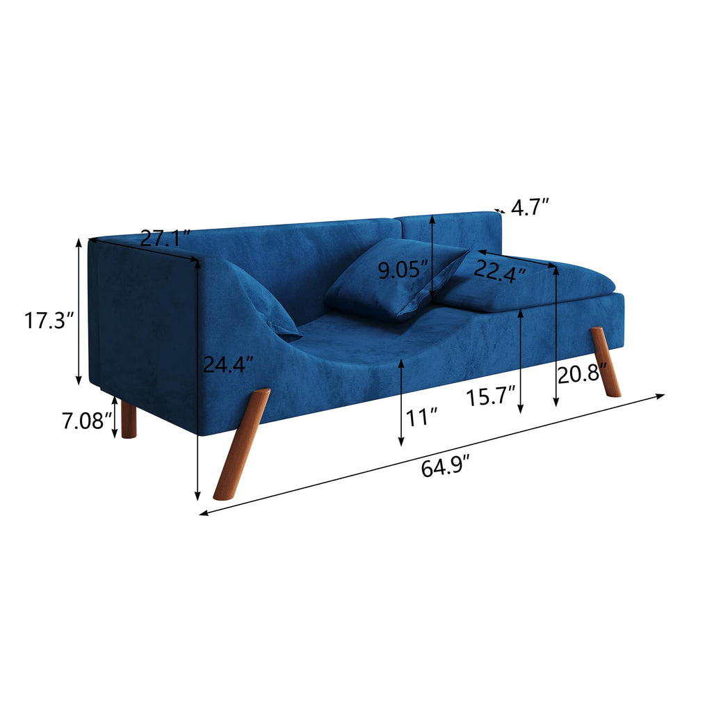 Modern Velvet Convertible Recliner Sofa with Ottoman L856