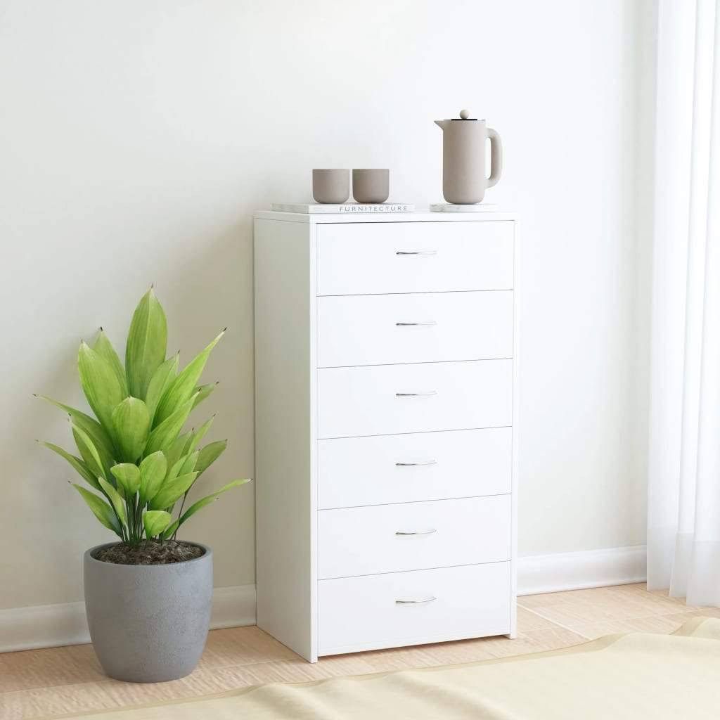 White 6 Drawer Sideboard Chipboard A494