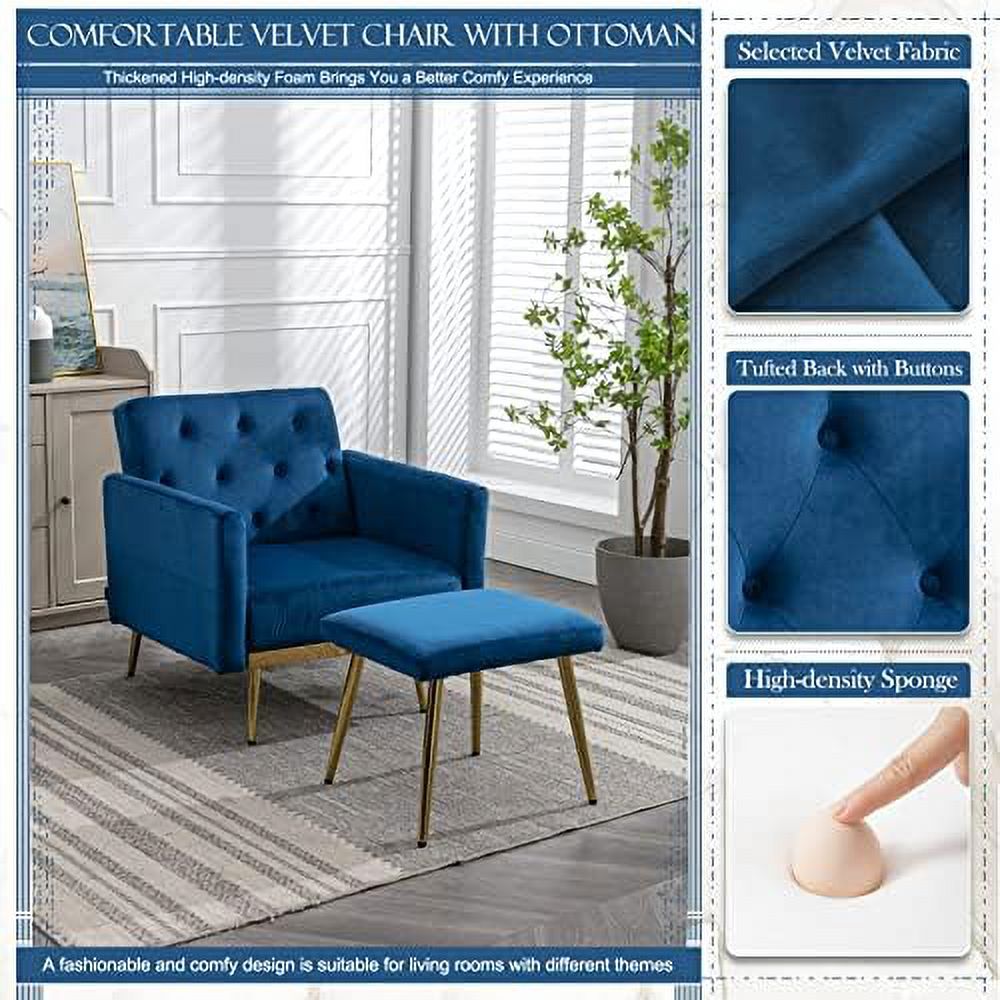 Modern Velvet Accent Chair with Ottoman N687719