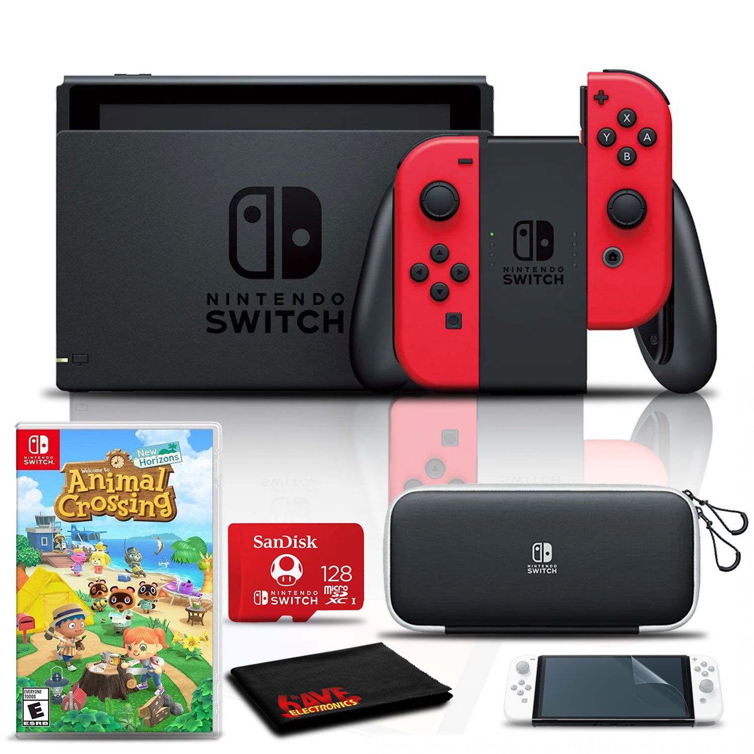 Mario Choose One Bundle with Carry Case, 128GB SD Card, and Animal Crossing Game V891