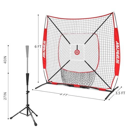 Baseball Softball Practice Net with Batting Tee and Bow Frame E711659