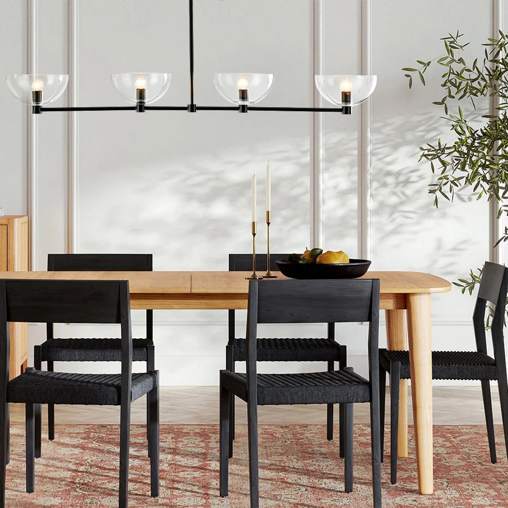 4-Light Clear Glass Linear Kitchen Island Pendant O4752