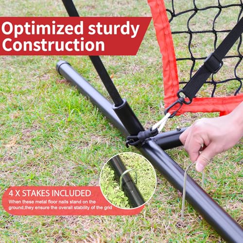 Baseball Softball Practice Net with Batting Tee and Bow Frame E711659