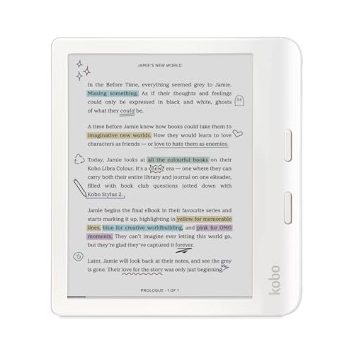 7 Glare-Free Colour E Ink Display eReader (White) P811796