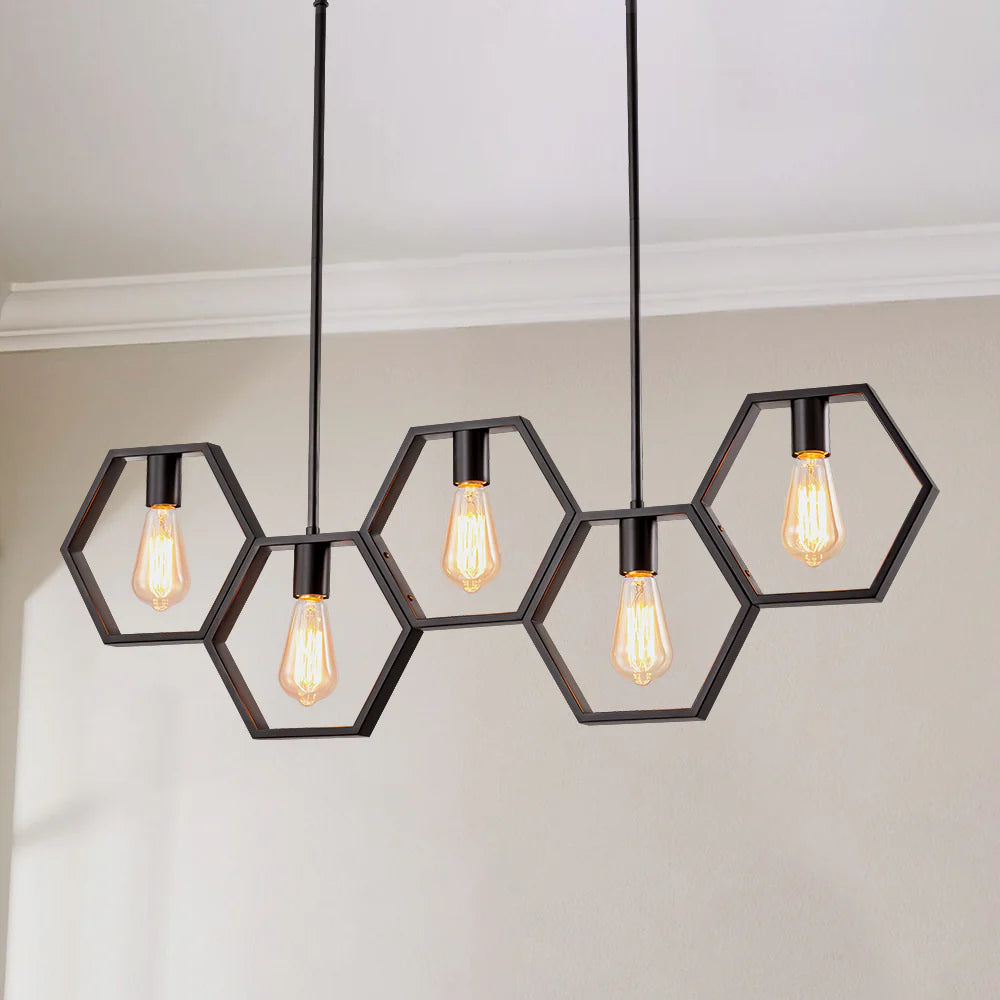 5-Light Square Geometric Pendant J39744