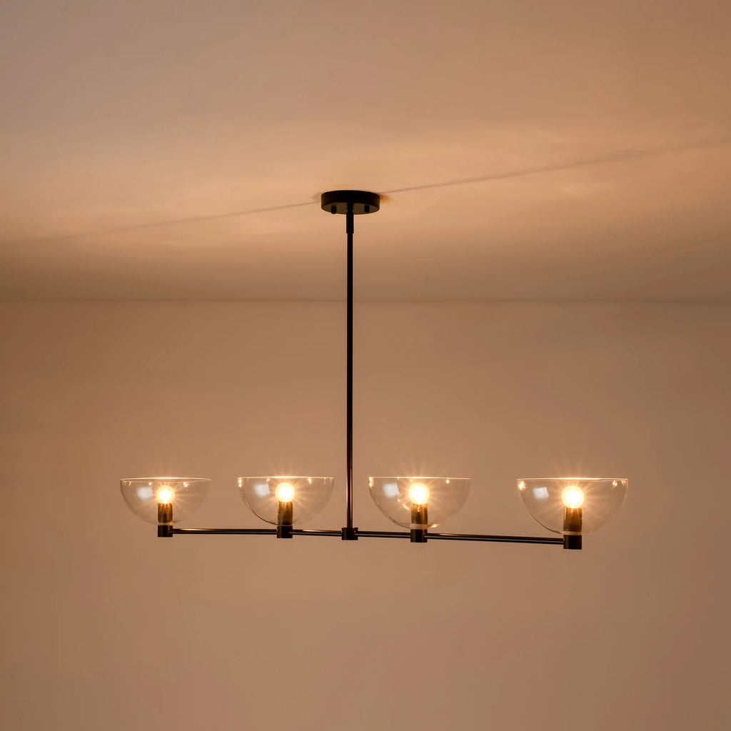 4-Light Clear Glass Linear Kitchen Island Pendant O4752