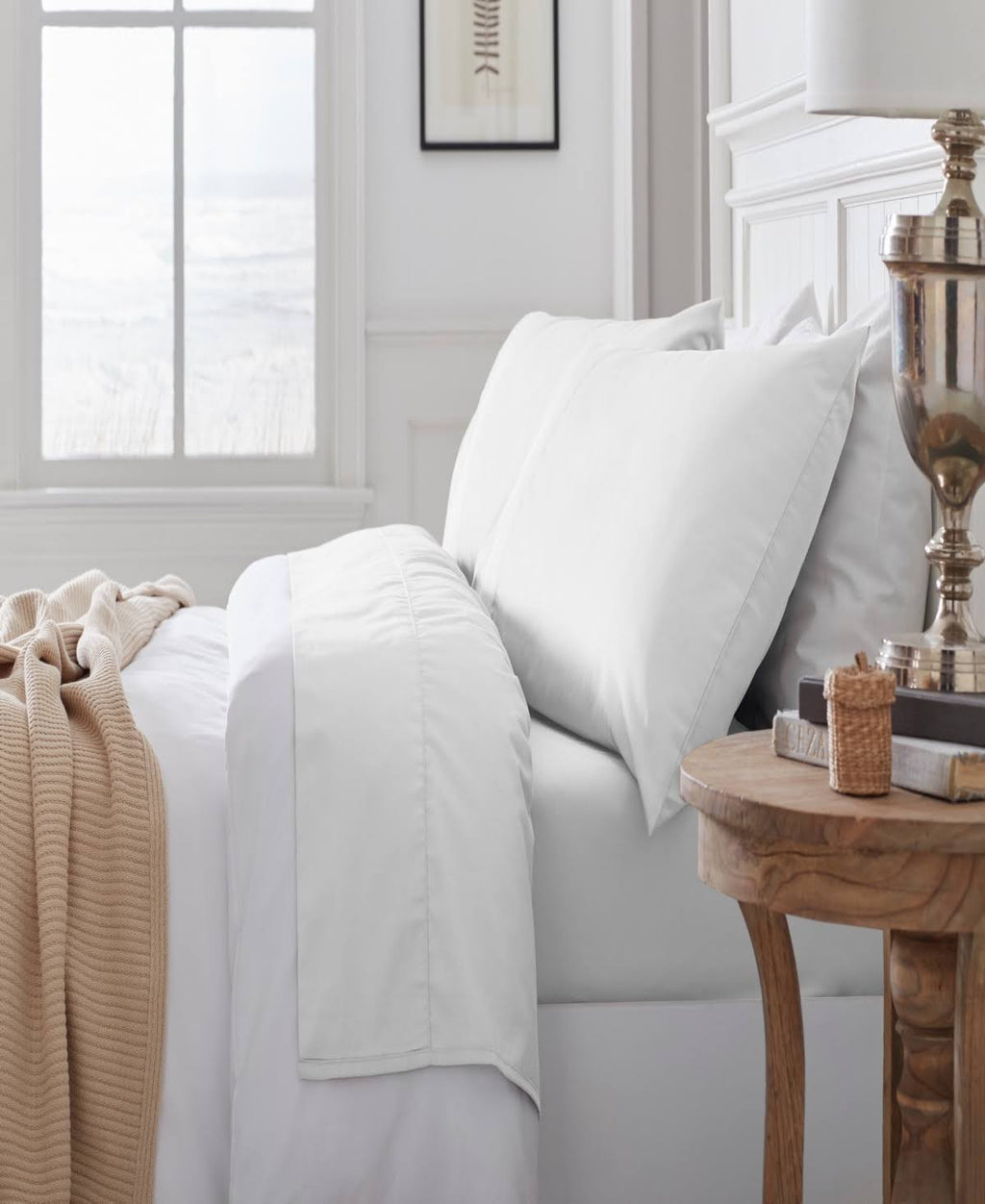 King White Bed Sheets E6997