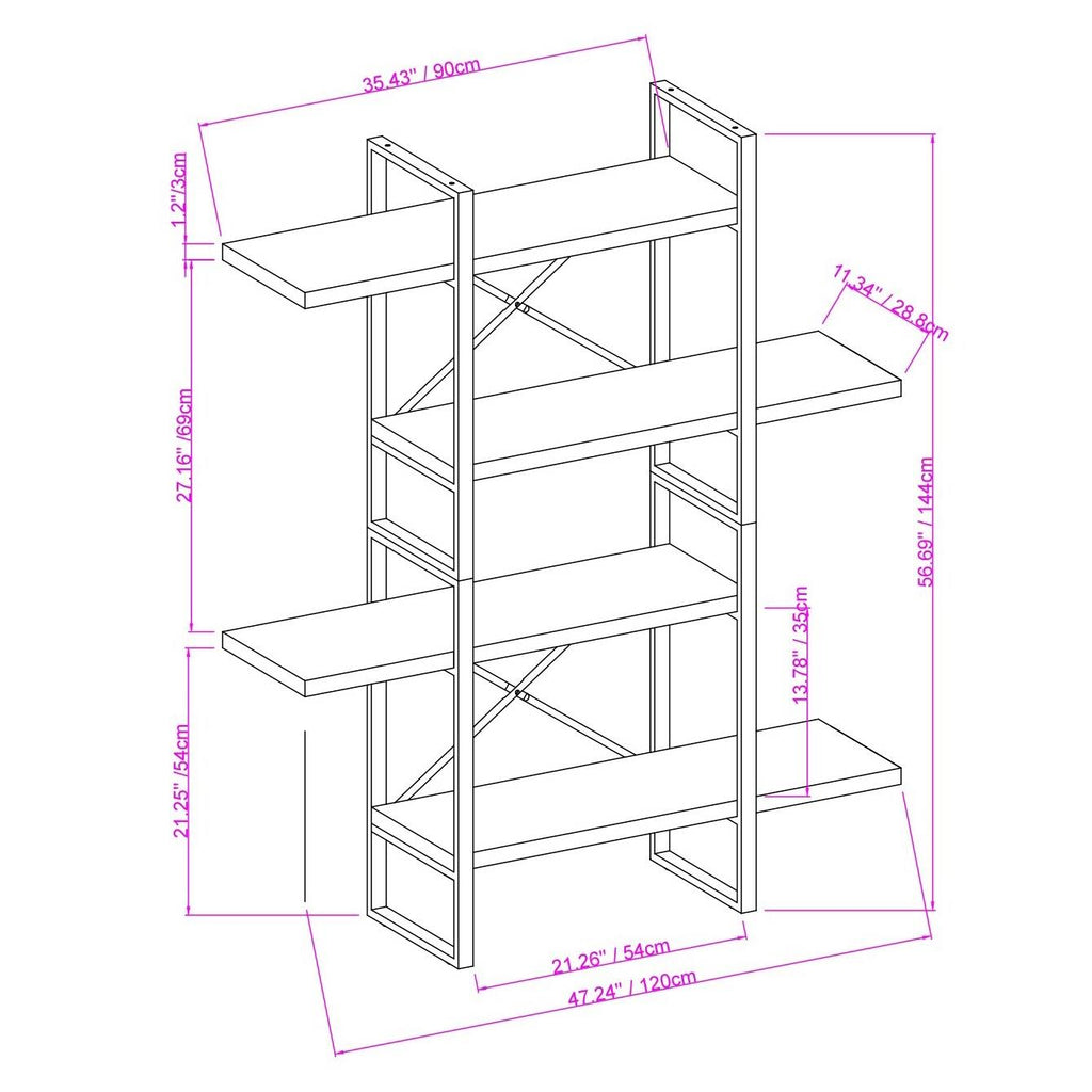 4 Shelf Display Bookcase, Brown B83674