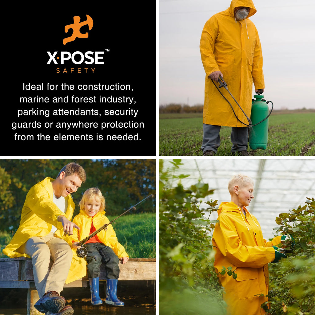 Yellow 48in PVC Raincoat Jacket with Detachable Hood F917602