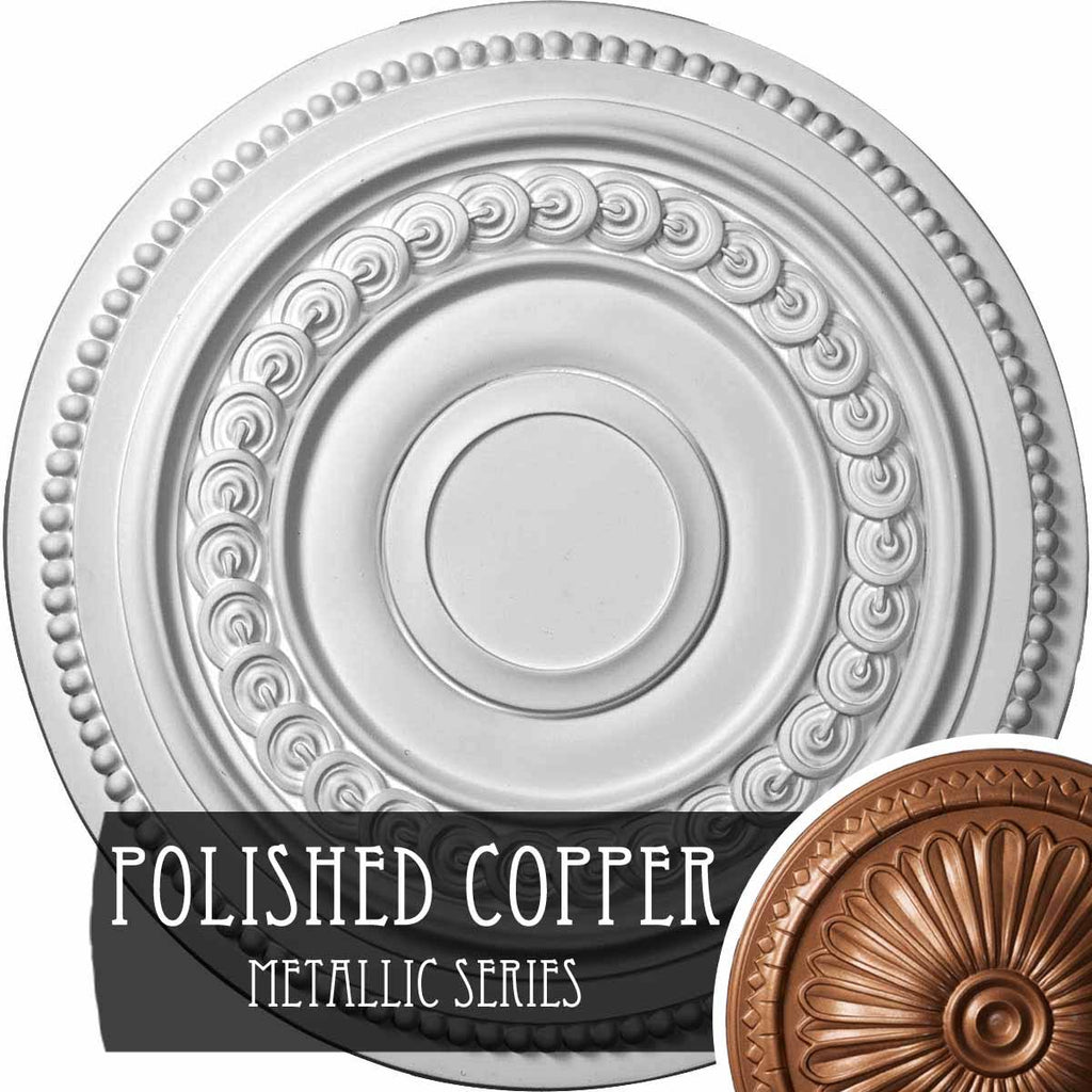 Hand-Painted Polished Copper Ceiling Medallion D34097