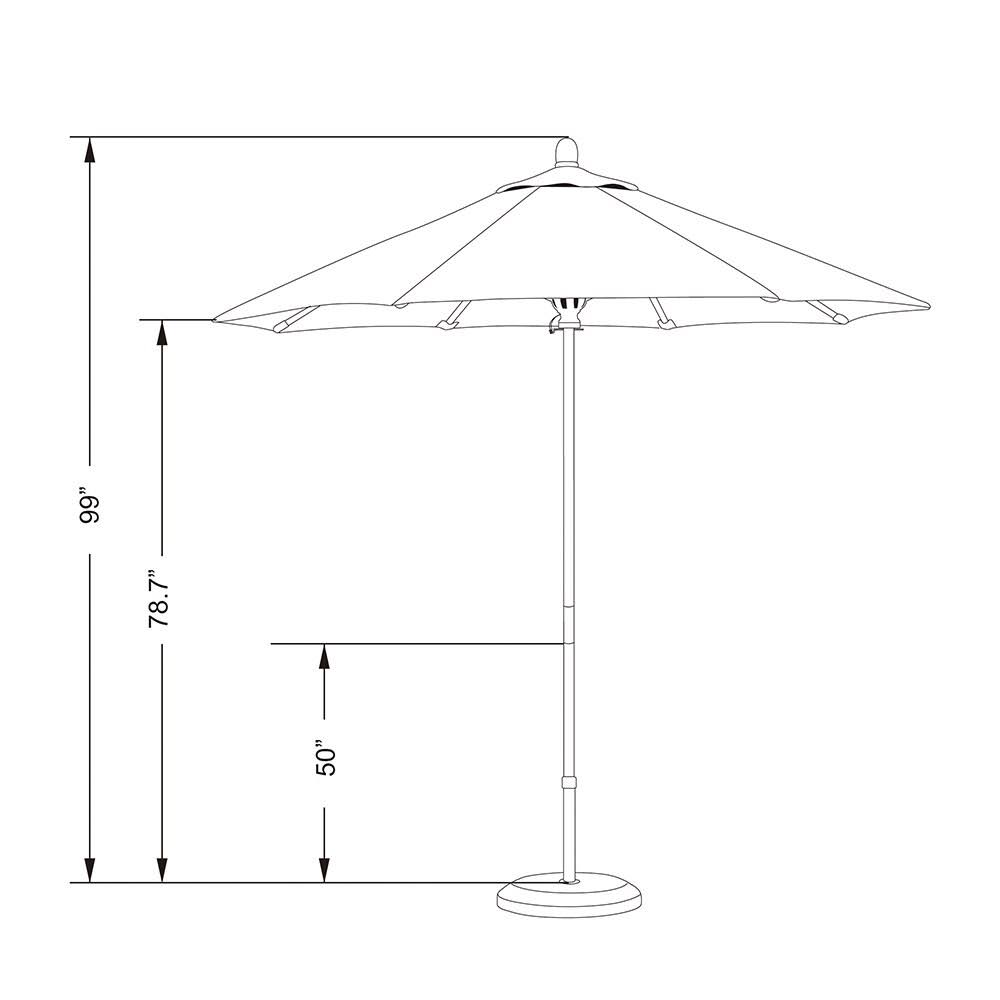 7.5ft Round Wood Umbrella - Pacific Blue H148
