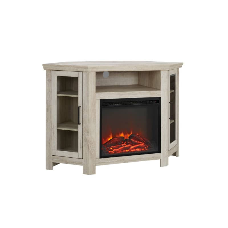 White Oak Wood Media Cabinet with Fireplace V601