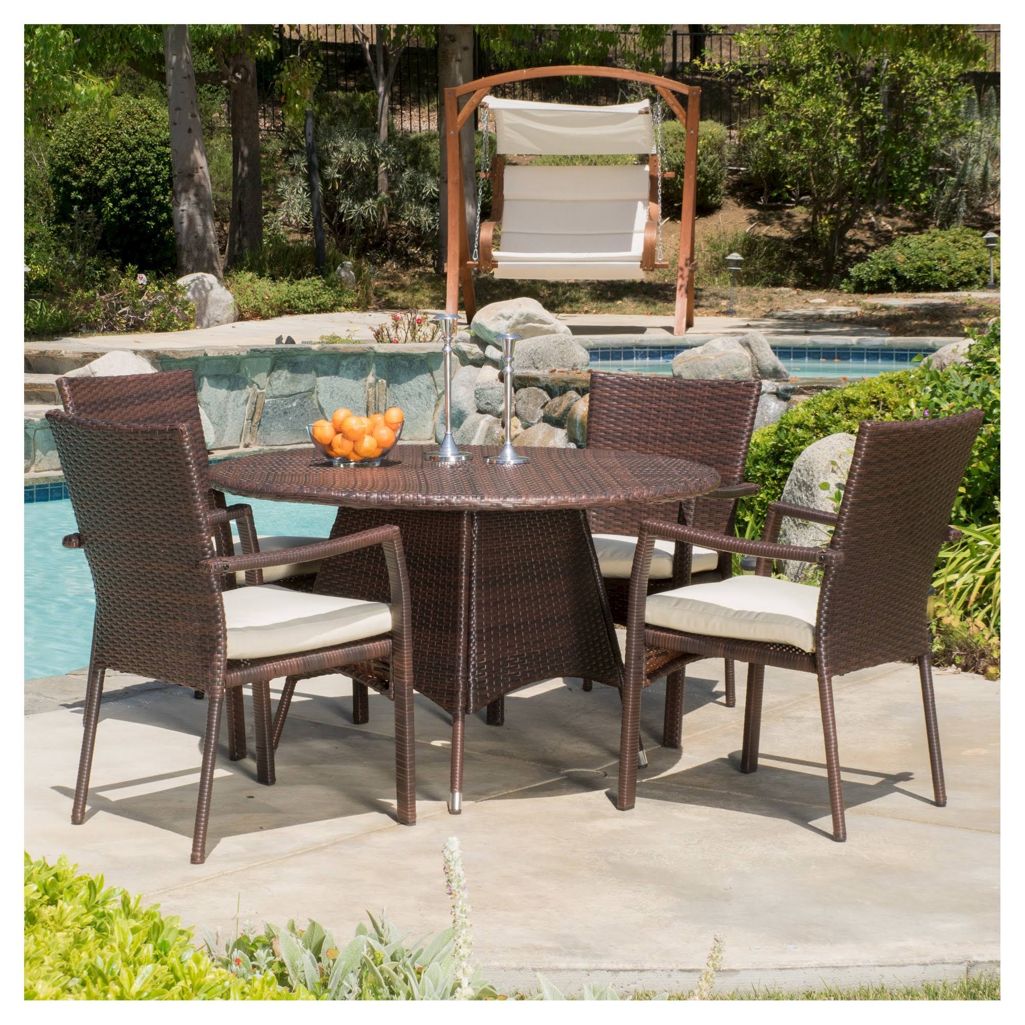 5 Piece Wicker Patio Dining Set A519