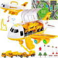 Toddler Airplane Toys with Lights and Sounds, Transport Cargo Airplane with 4 Construction Cars A54227