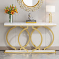 White & Gold Faux Marble Console Sofa Table J514437