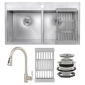 Double Basin Drop-In Kitchen Sink with Faucet F641