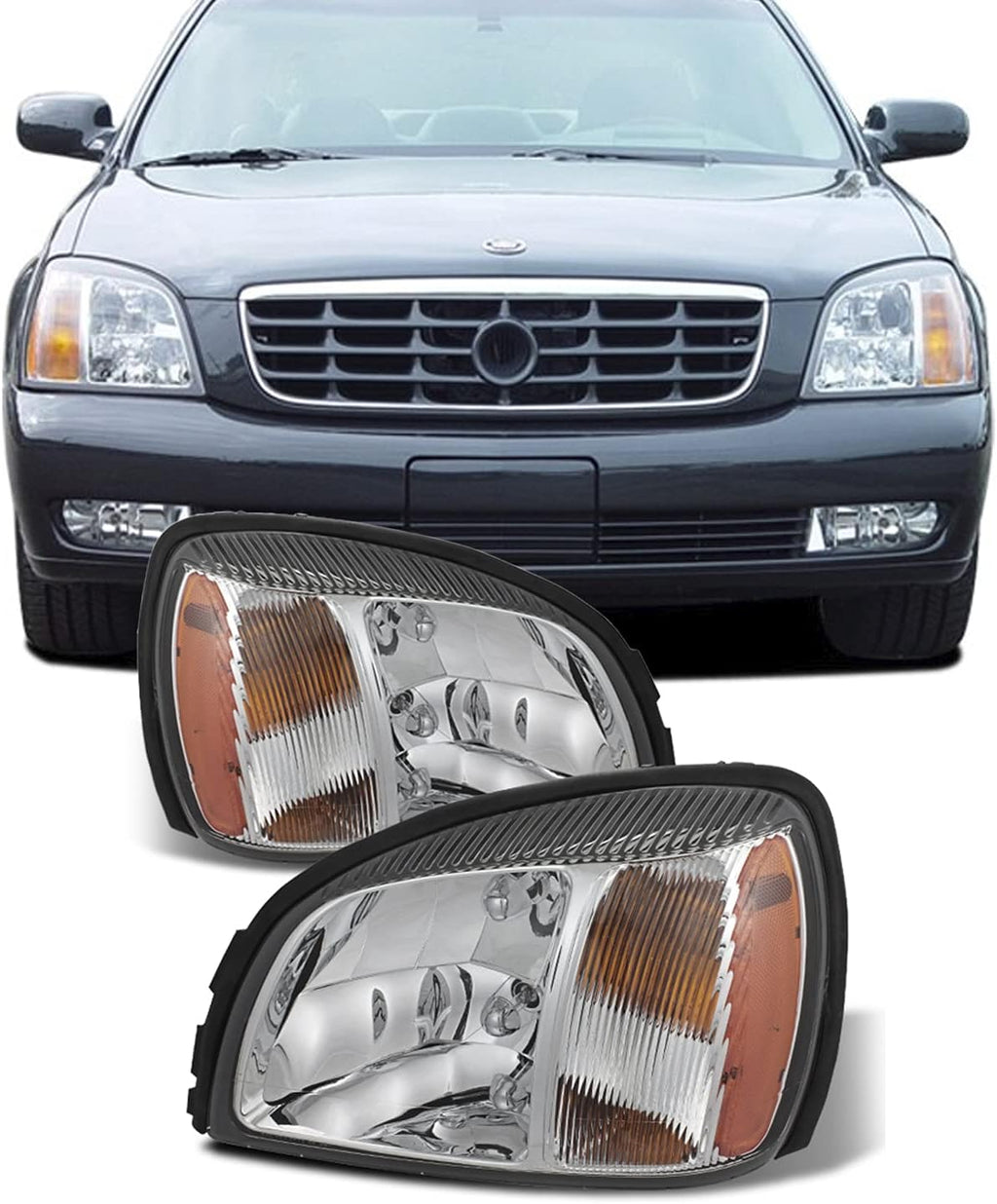 Chrome Clear Headlights Front Lamps Pair F567620