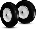 2 New Solid Flat-Free Ribbed Wheelbarrow Cart 16 Universal Wheels w/Grease Fitting, Center Hub Length 3-6, Installed 5/8 Bearing with Extra 3/4 Bearing E8474