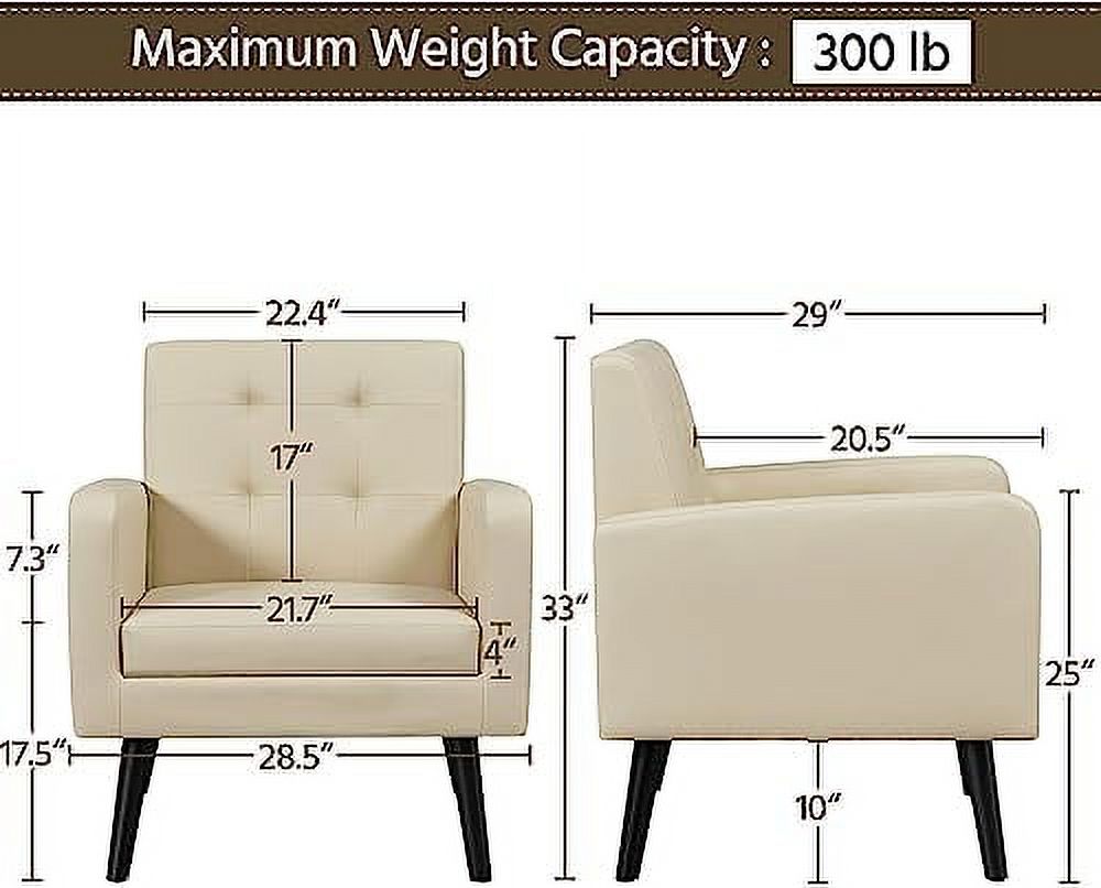 Black PU Leather Accent Armchair with Wood Legs 2PCS I586