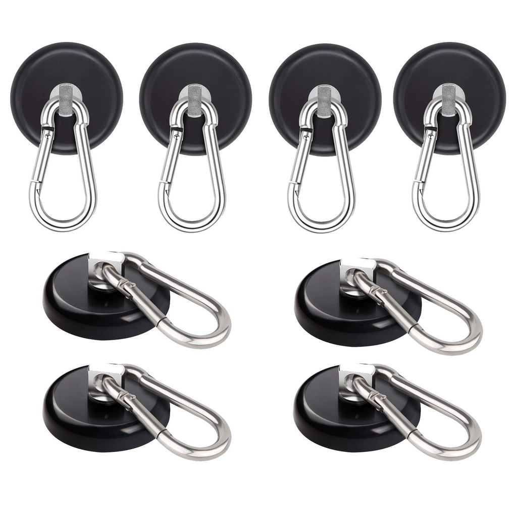 Magnetic Hooks with Carabiner Hook, 8 Pack Black T67638