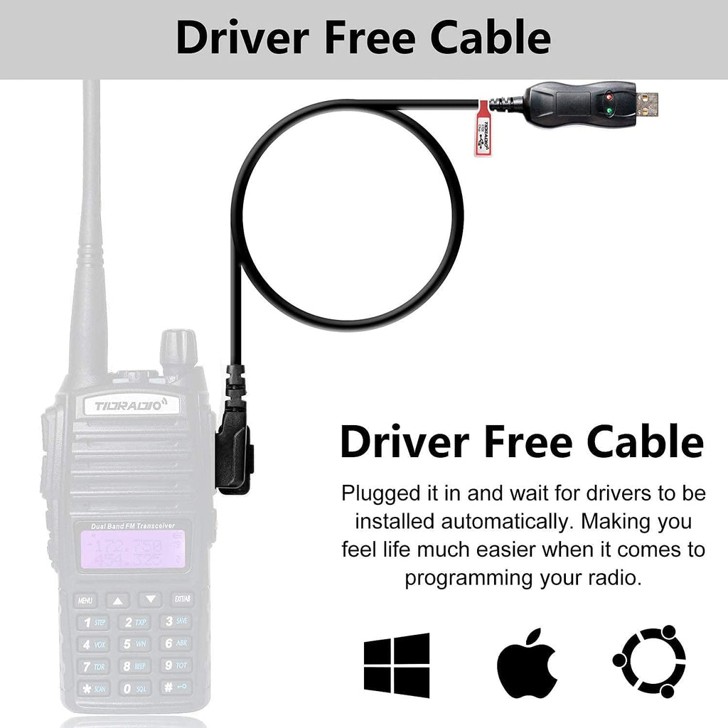 UV-82 Ham Radio Handheld 2 Way Radio with Programming Cable and Long Antenna (2Pack-Black) T329606
