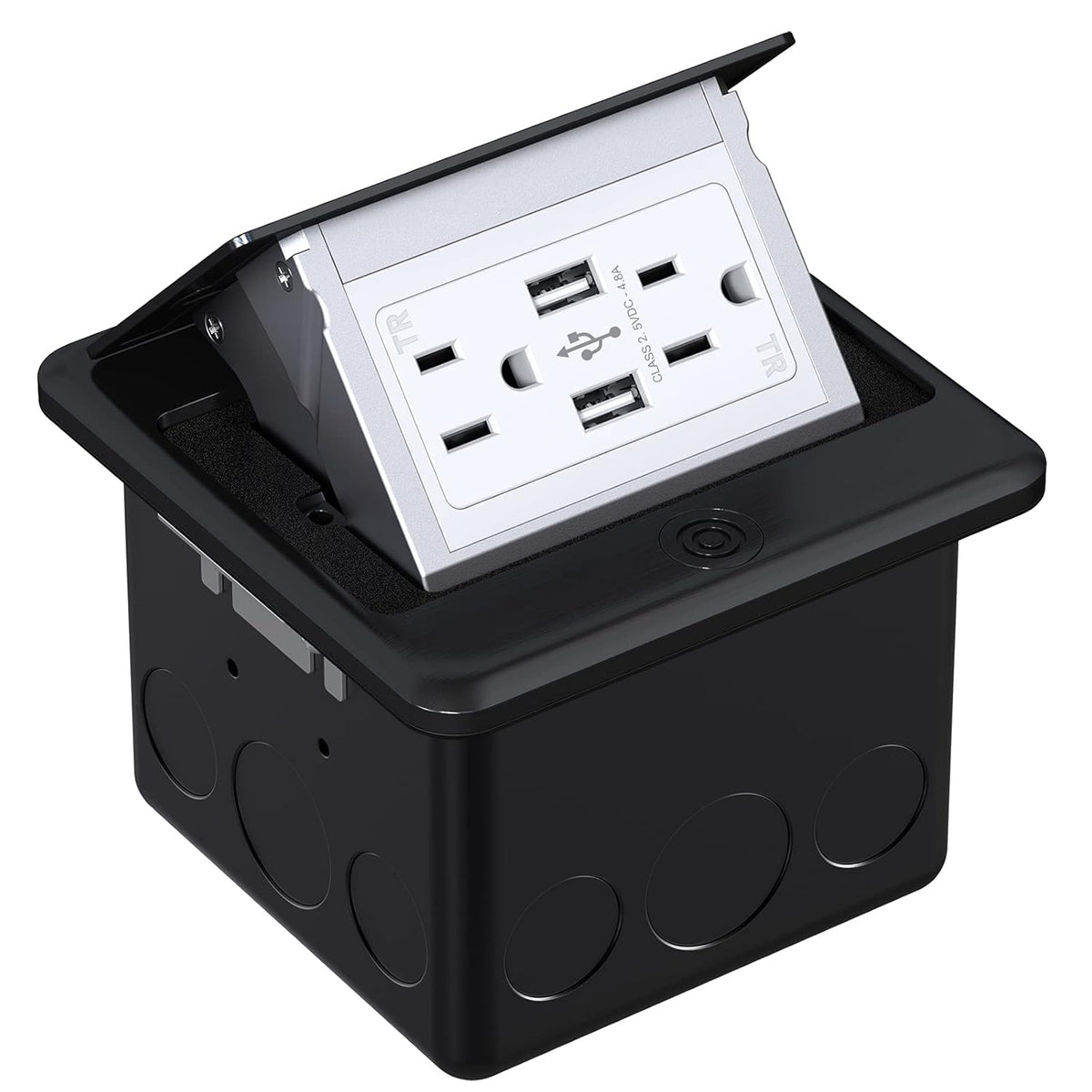 Black Pack of 2 Pop Up Floor Outlet Box with USB Recepatacle Outlet Y500688