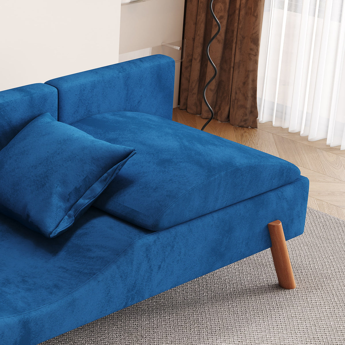 Modern Velvet Convertible Recliner Sofa with Ottoman L856