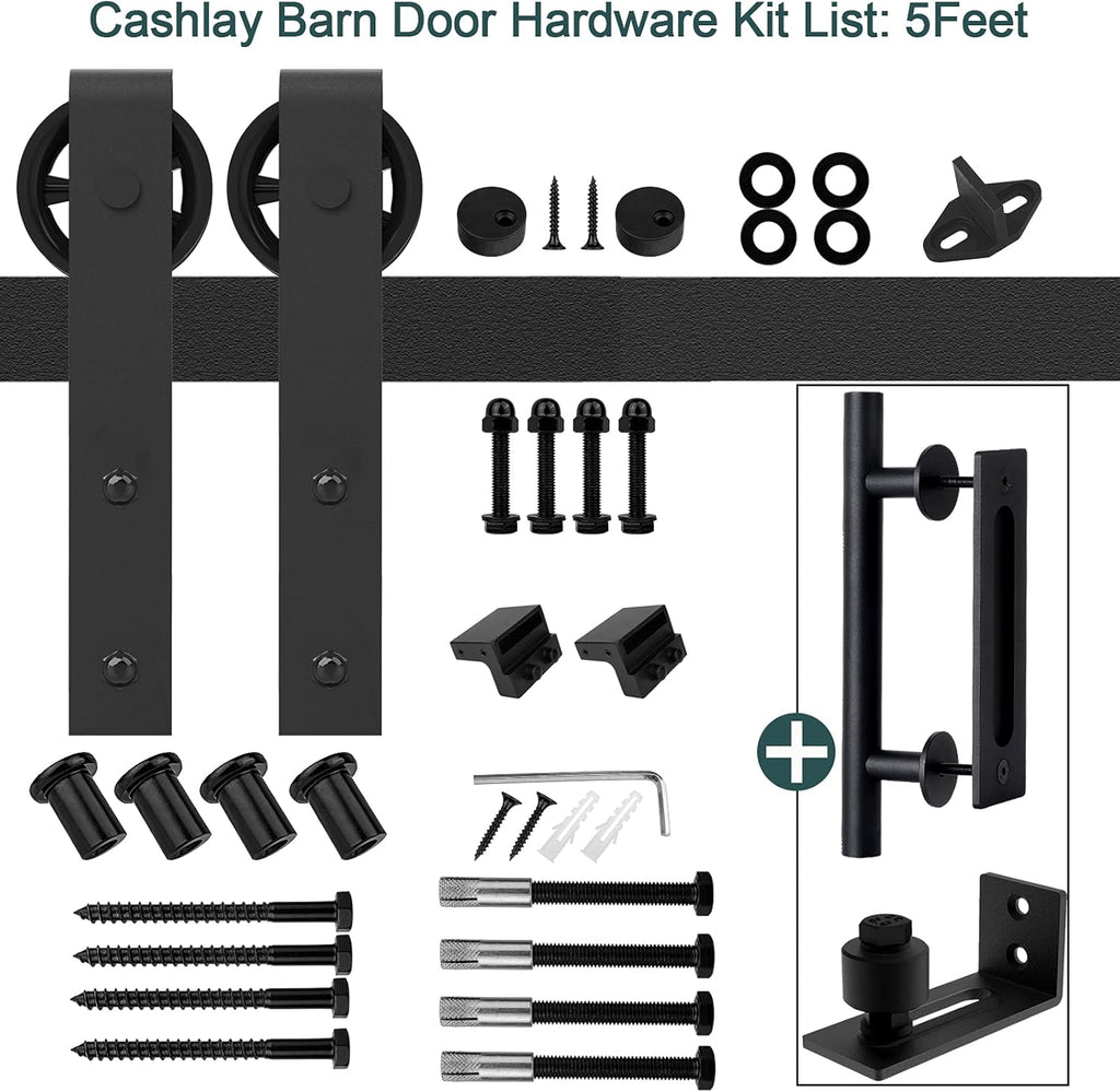 6.6FT Heavy Duty Sliding Door Hardware Kit with 12 Handle & Floor Guide E826561