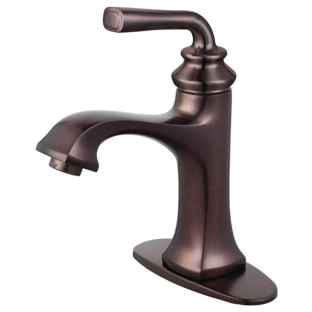 Oil Rubbed Bronze Single-Handle Bathroom Faucet with Push-Up Drain and Deck Plate D270059