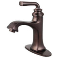 Oil Rubbed Bronze Single-Handle Bathroom Faucet with Push-Up Drain and Deck Plate D270059