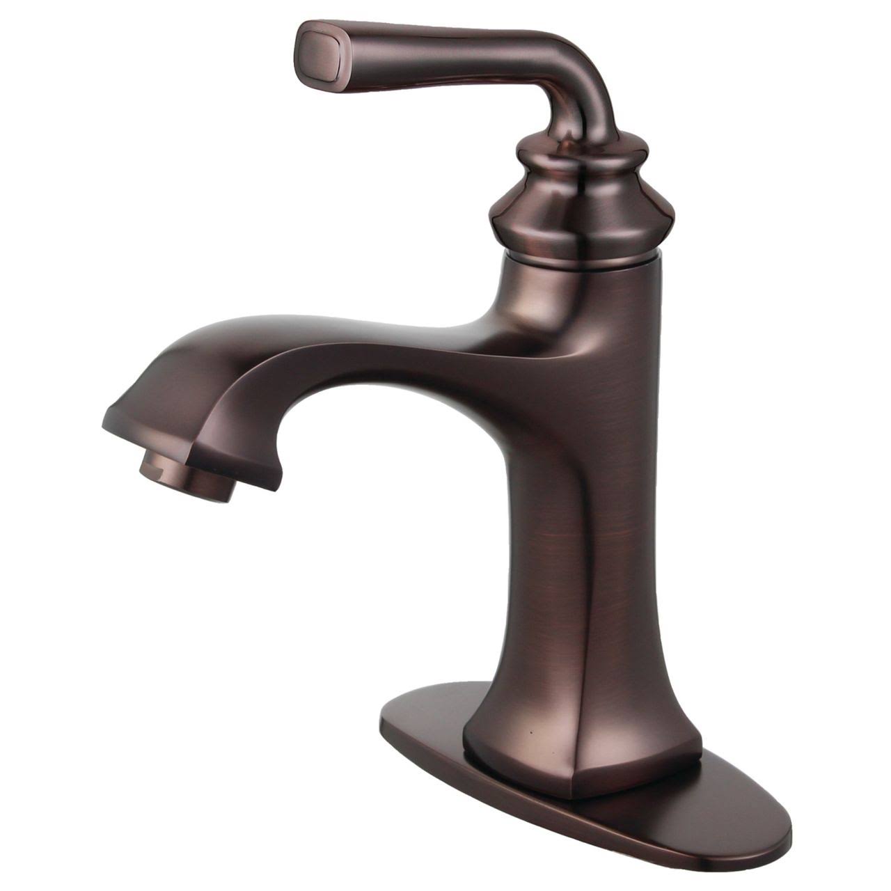 Oil Rubbed Bronze Single-Handle Bathroom Faucet with Push-Up Drain and Deck Plate D270059