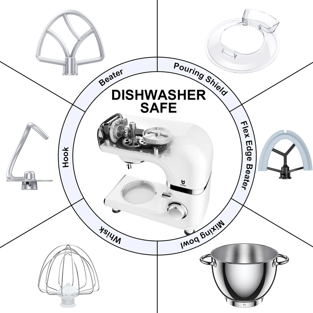 6 Adjustable Speeds Electric Stand Mixer with 4.2 QT Stainless Steel Bowl I503