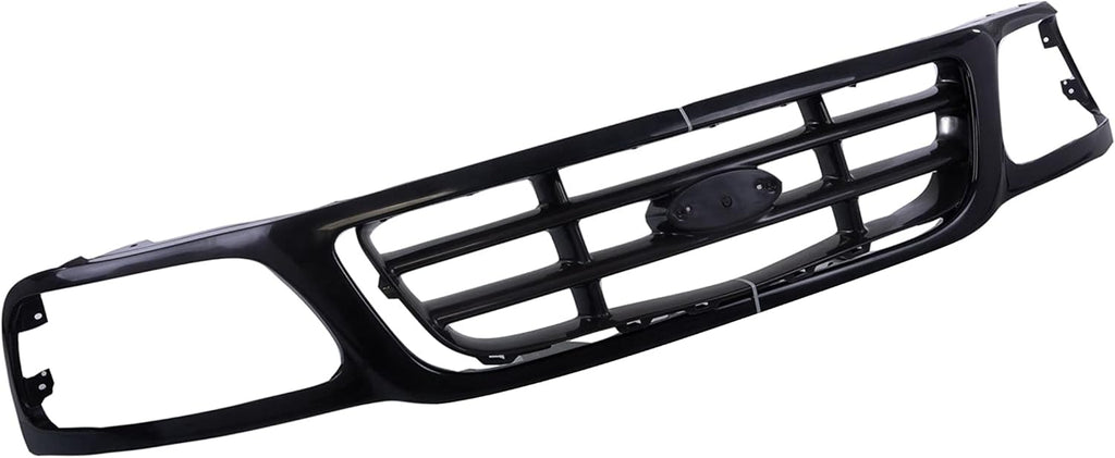 Front Grille Grill Assembly With Cross Bar Insert Compatible With Ford F150 1999-2003 F250 1999 F150 Heritage 2004 Pickup Truck D92417