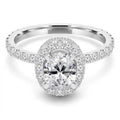 Oval Halo Engagement Ring with Accents in 14K White Gold U805