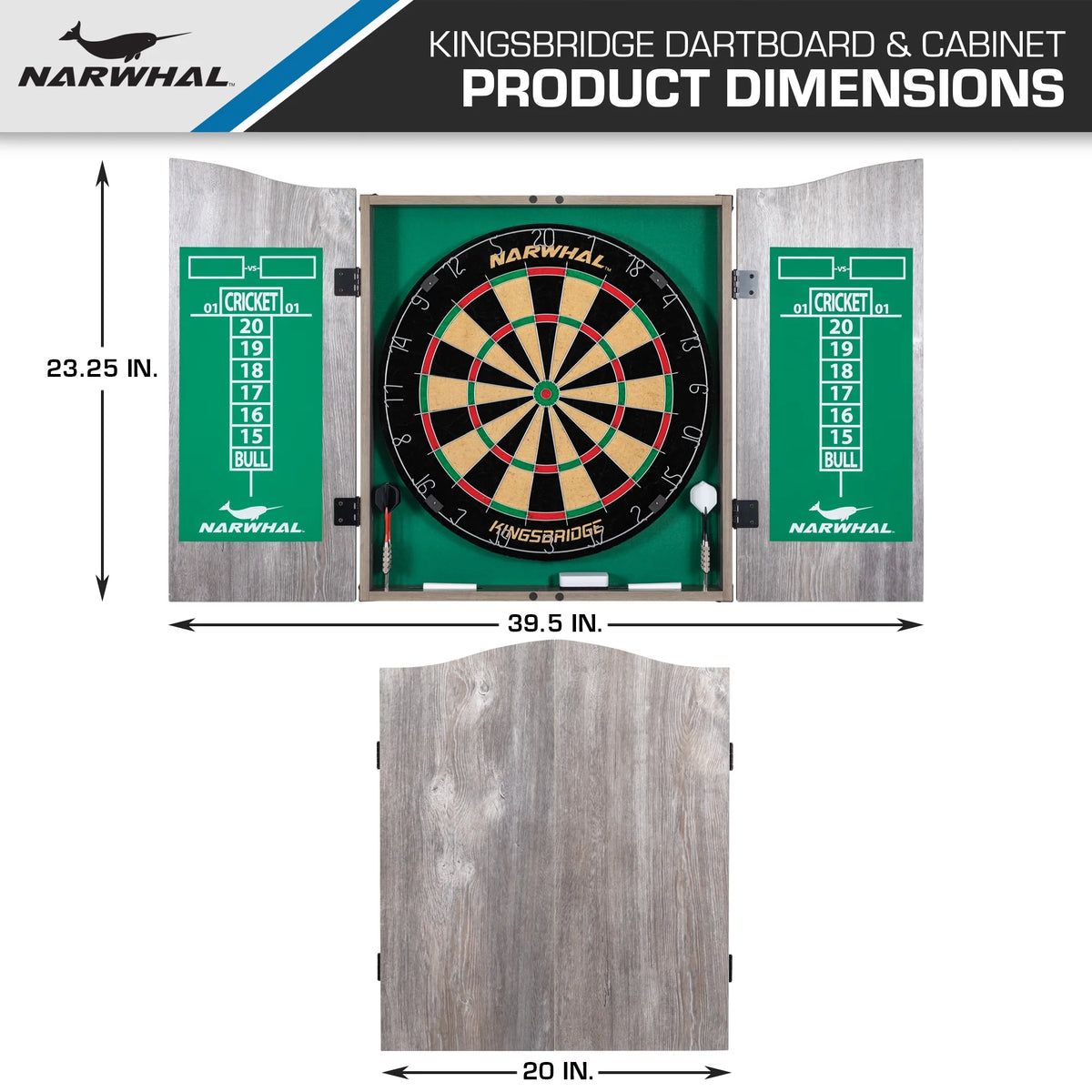 18 in Dartboard and Cabinet Set with 6 Steel Tip Darts W325147