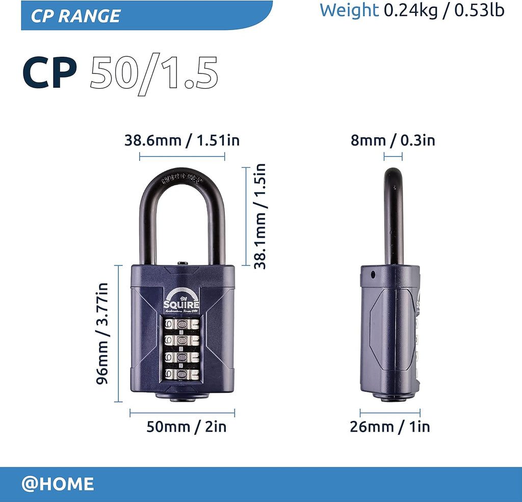 Blue 50 mm Alloy Steel 4 Wheel Combination Padlock, Pack of 2 J563088