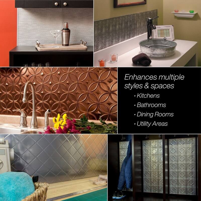 18in x 24in Quilted Brushed Aluminum Backsplash Panel (5 Pack) K4821