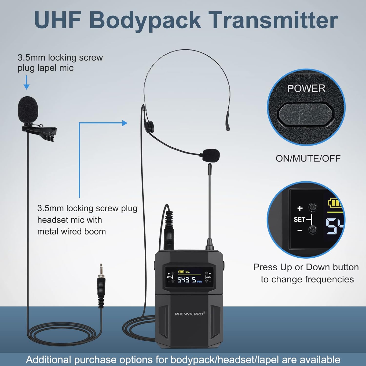 UHF Wireless Microphone System with Case B617