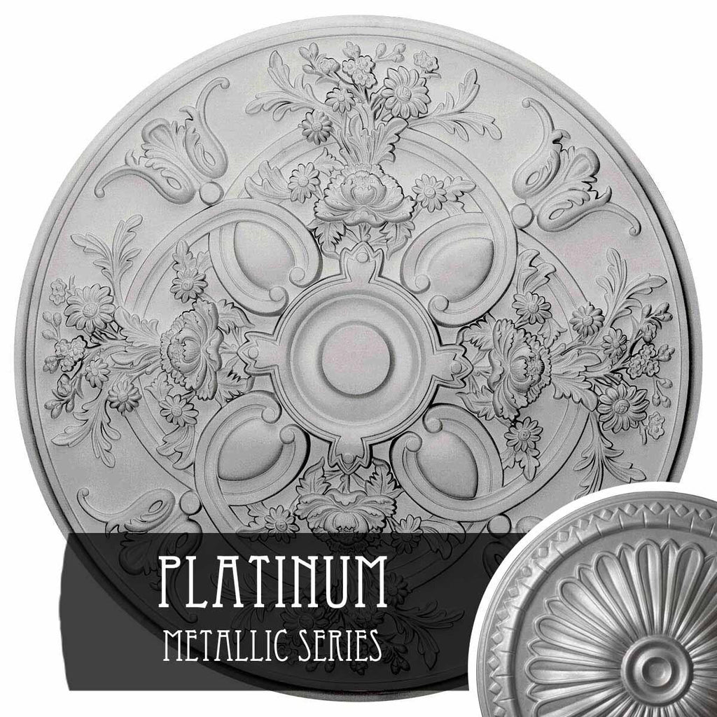 31 1/4x22OD x 2 1/4x22P Hand-Painted Platinum Ceiling Medallion T63152