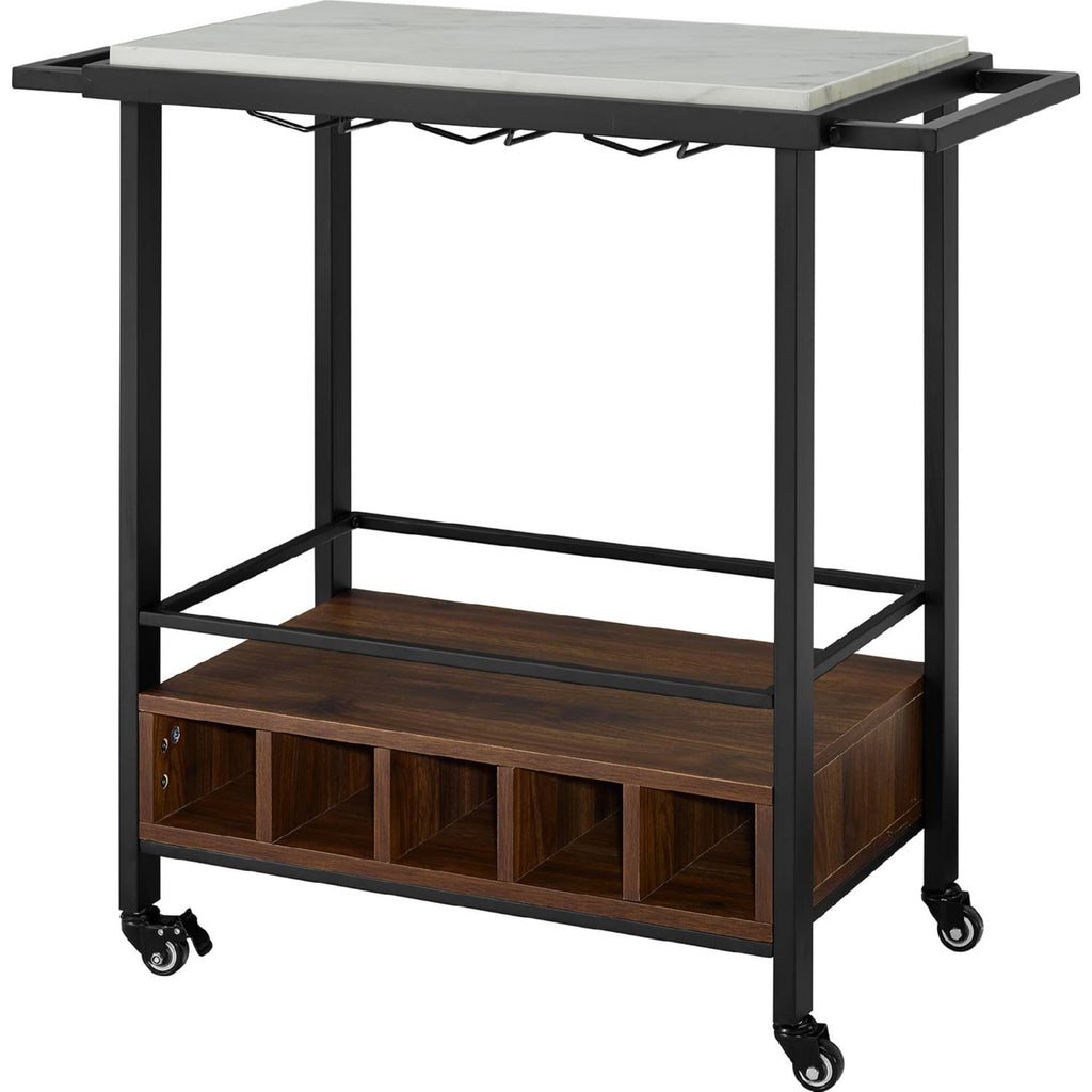 Black Marble Serving Bar Cart X485563