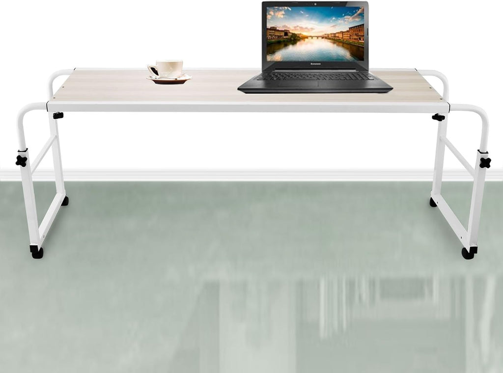 47 Inch Overbed Table with Wheels Rolling Bed Table Laptop Cart Computer Desk L351