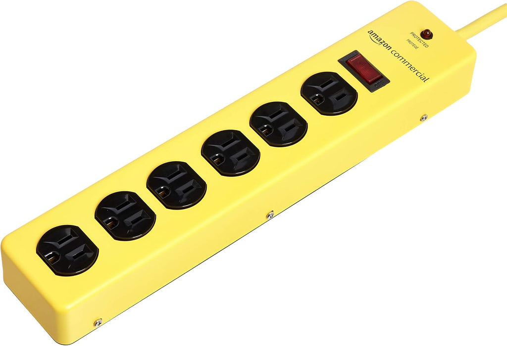 6 PACK Yellow Metal Surge Protector Power Strip R585688