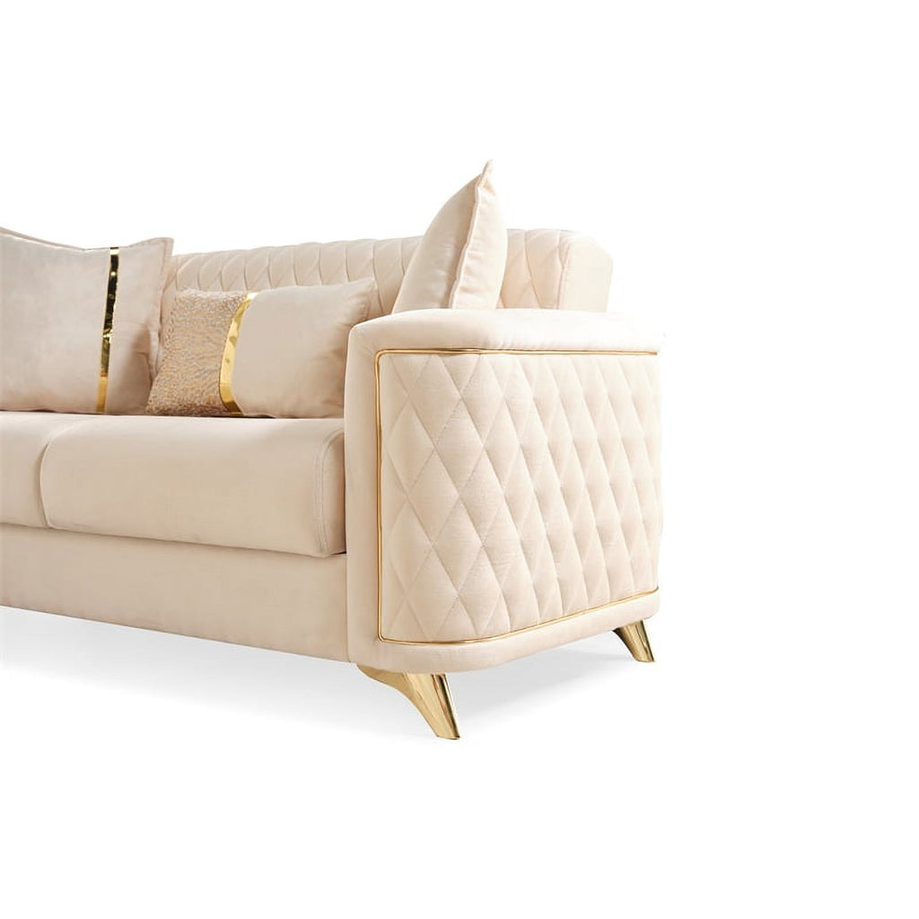 Ivory Velvet Loveseat M1104