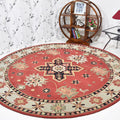 10'x10' Round Red Cream Hand Tufted Wool Area Rug X462801