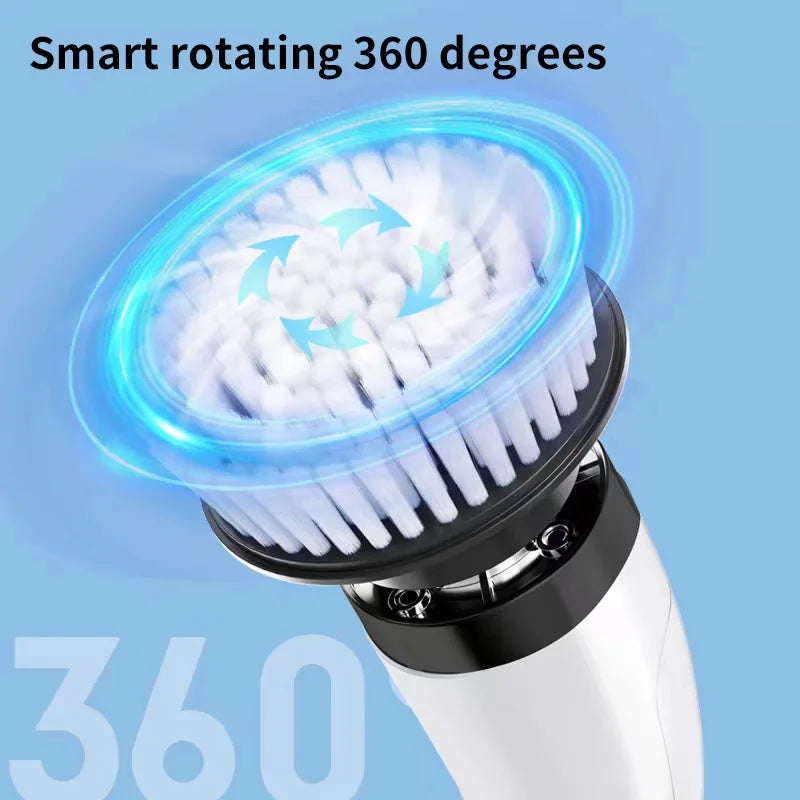 Cordless Electric Spin Scrubber with 8 Heads & Long Handle J720539