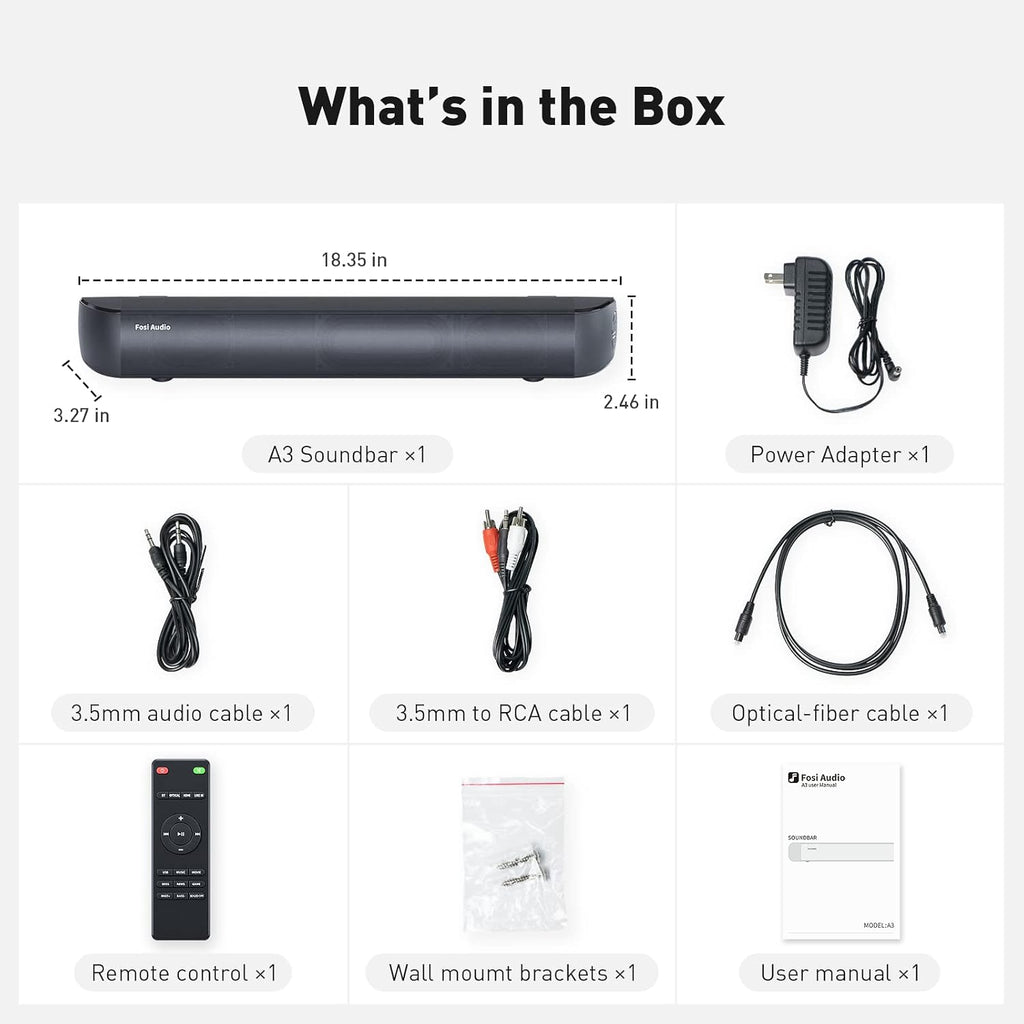 Bluetooth Sound Bar for TV, 18.35-Inch, Pack of 2 W369954