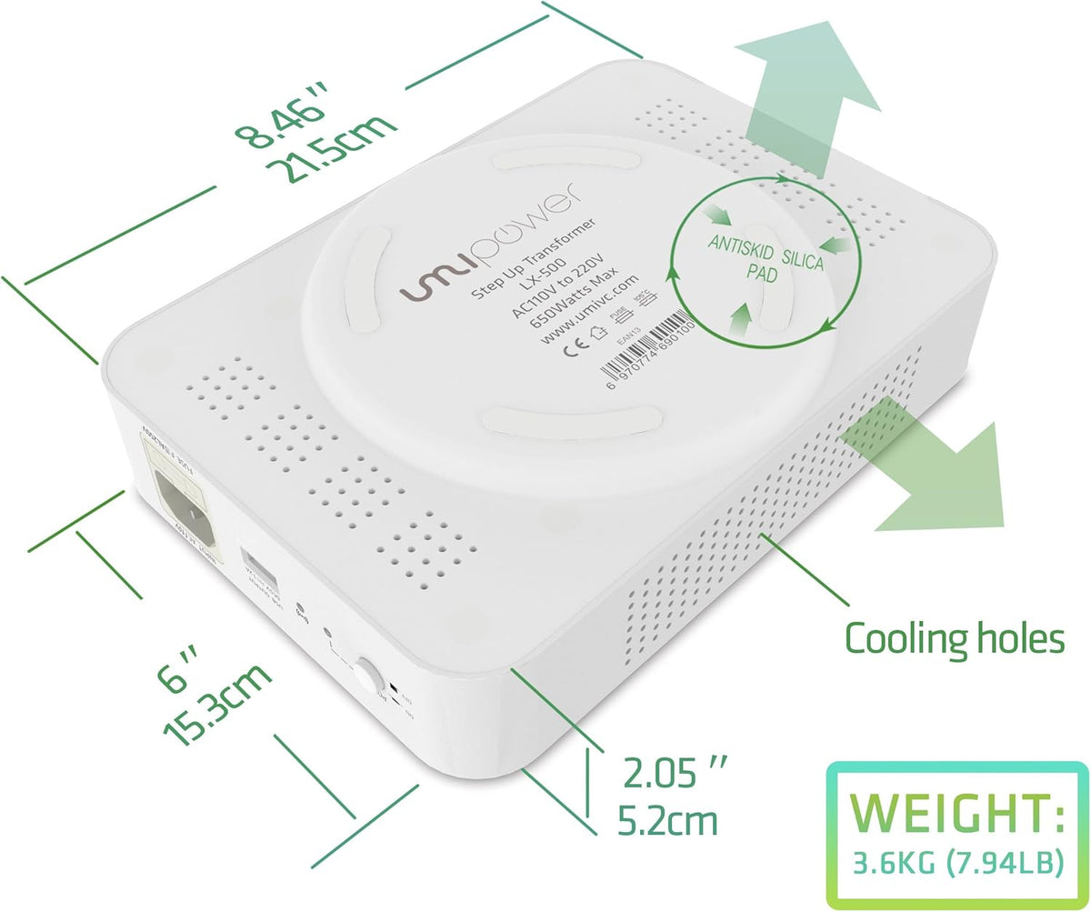 110V to 220V Step Up Voltage Converter 500Watts with Wireless Charging and USB Port Pack of 2 U430