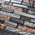 6-Sheets Silver Rose Gold and Dark Blue Mixed Glass Tile I5535