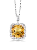 925 Sterling Silver Citrine Pendant Necklace with 18 inch Silver Chain G560